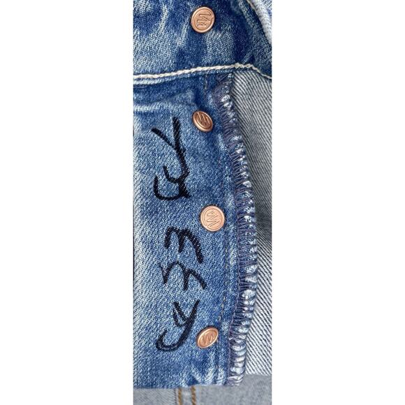 MOTHER Distressed High Rise Straight Leg The Tomcat Jeans Women’s Blue SIZE 27 - Picture 6 of 10